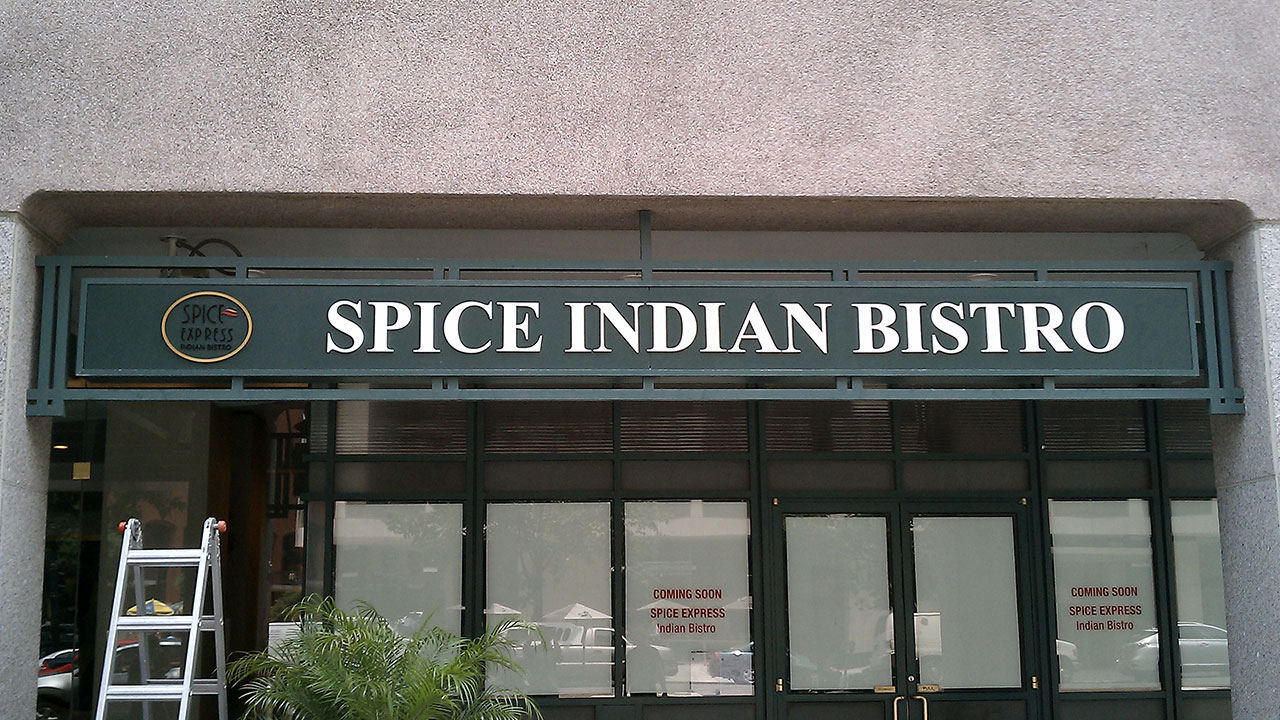Spice Indian Bistro face-painted laser cut acrylic